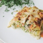 LASAGNE MET PREI EN GEROOKTE ZALM